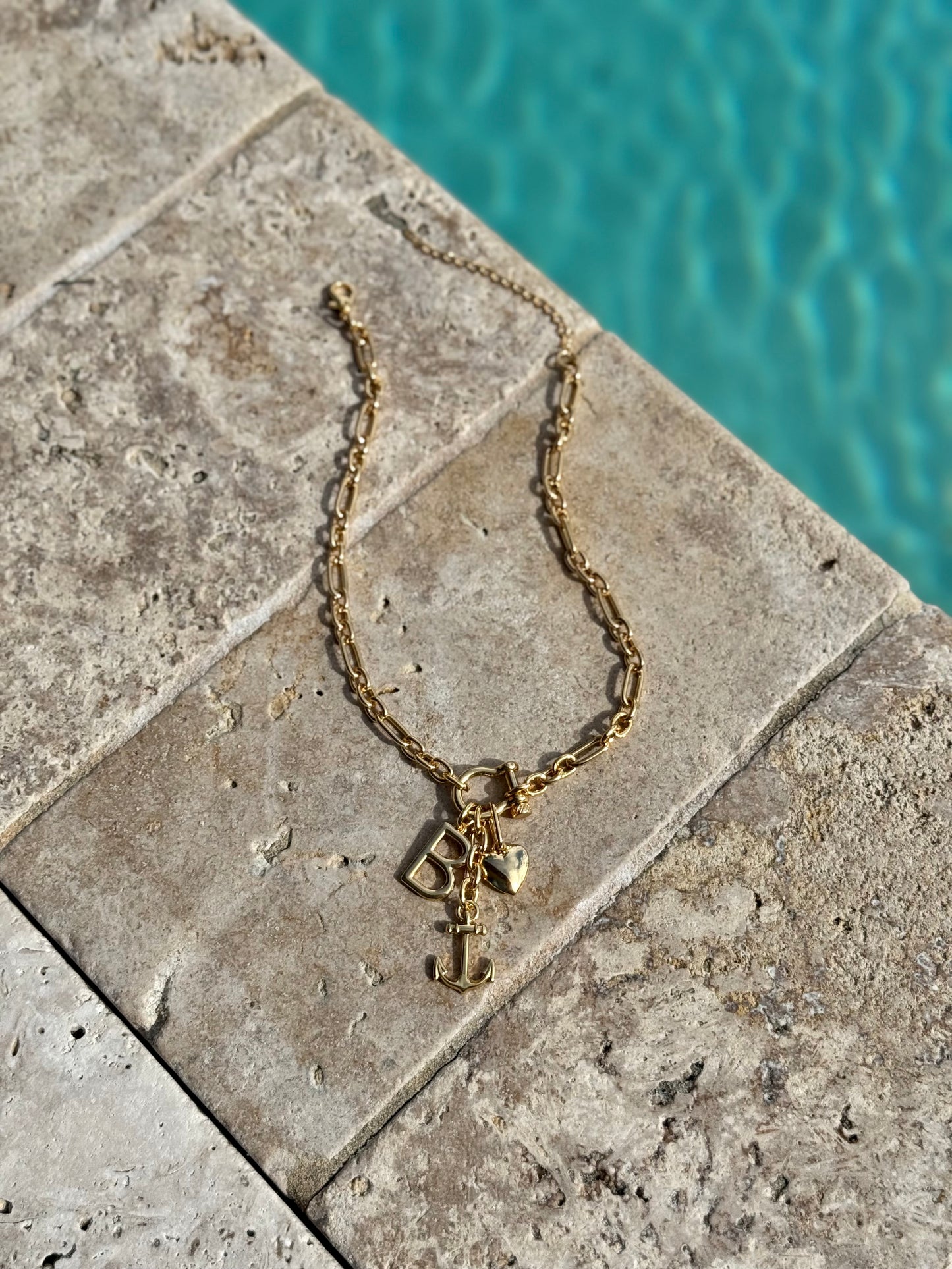 Anchor Initial Necklace