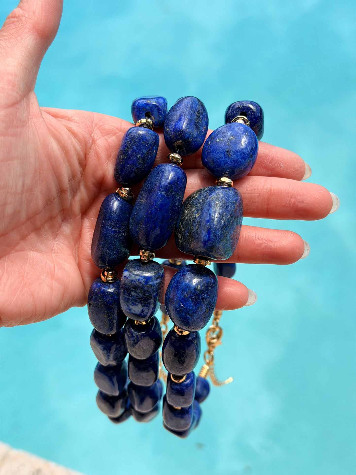 Natural Tumbled Lapis Lazuli Necklace