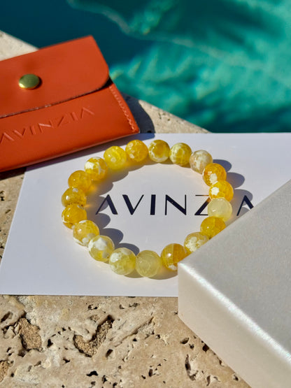 Faceted yellow agate stretch bracelet by AVINZIA