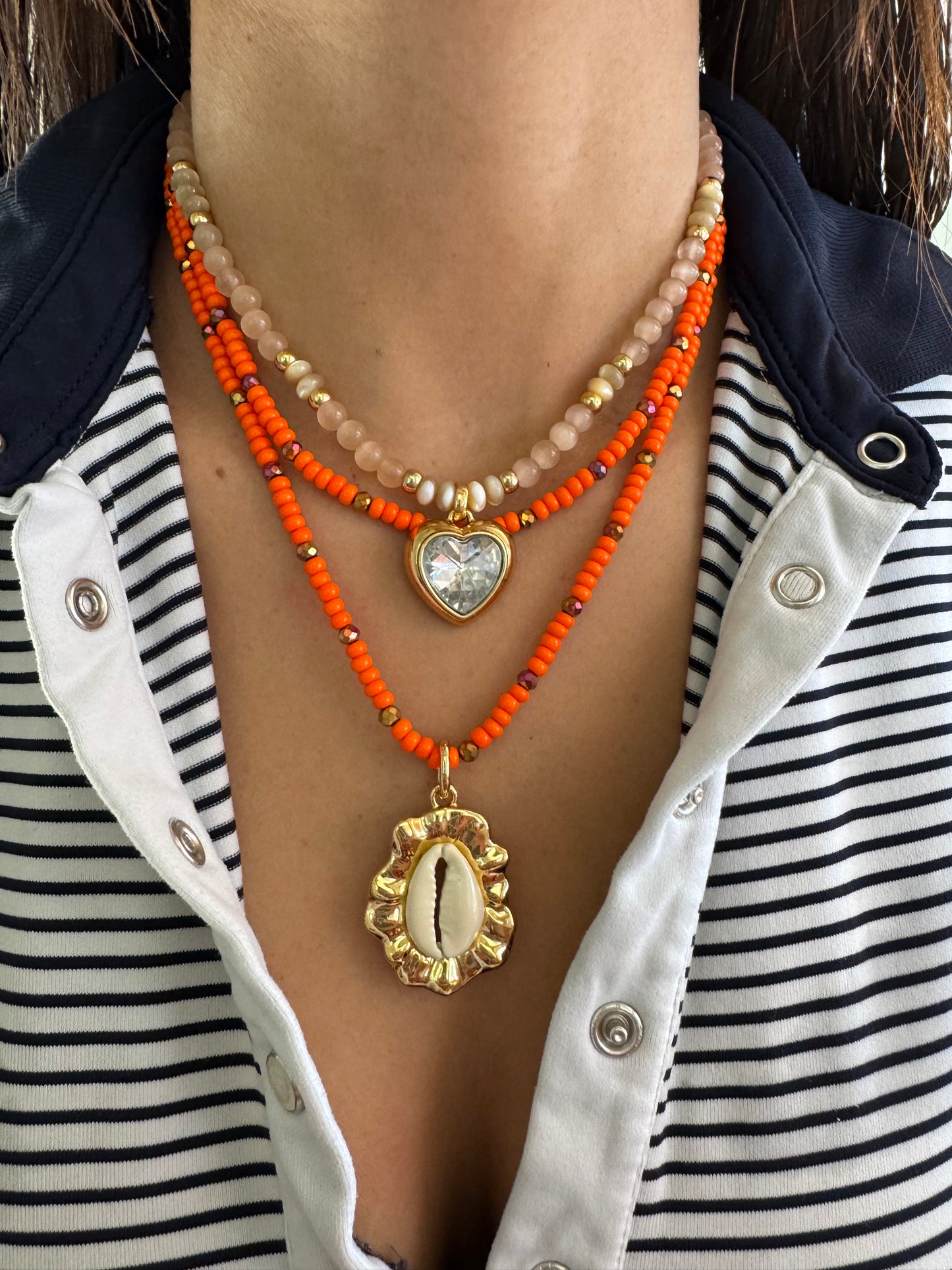 Orange Cowrie Shell Chain