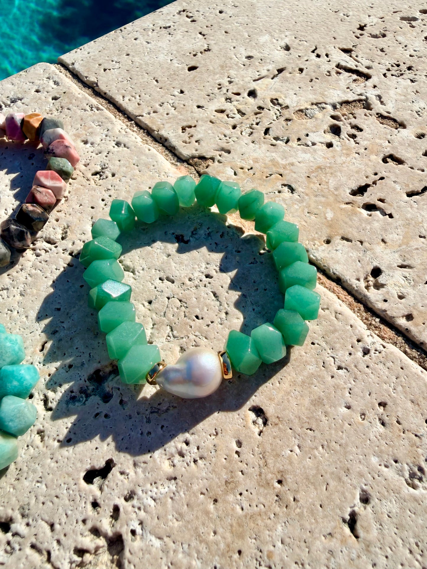 Nugget Gemstone & Baroque Pearl Bracelet