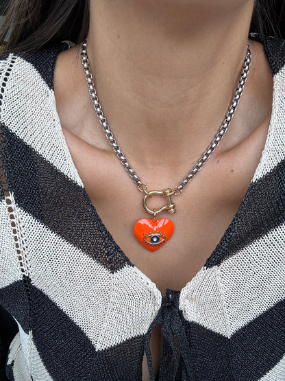 Evil Eye Necklace Mixed Metals