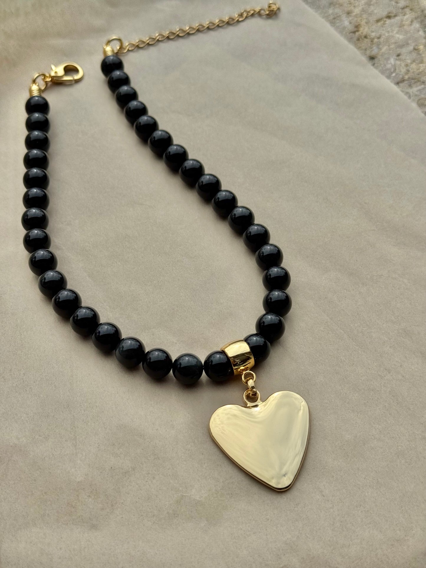Obsidian Heart Necklace Set