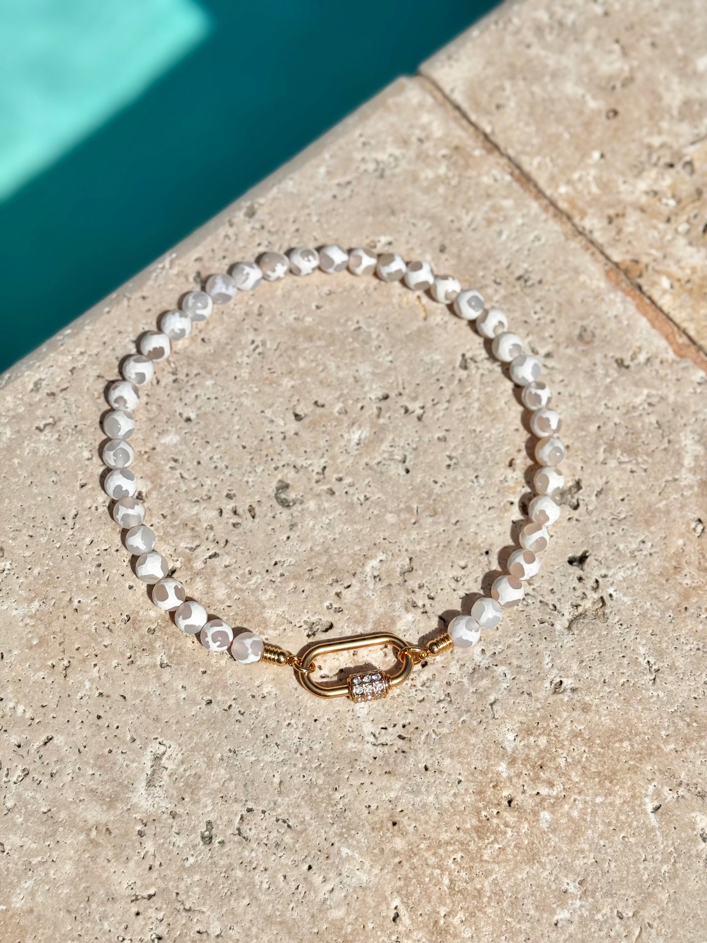 10mm White Zebra Agate Necklace