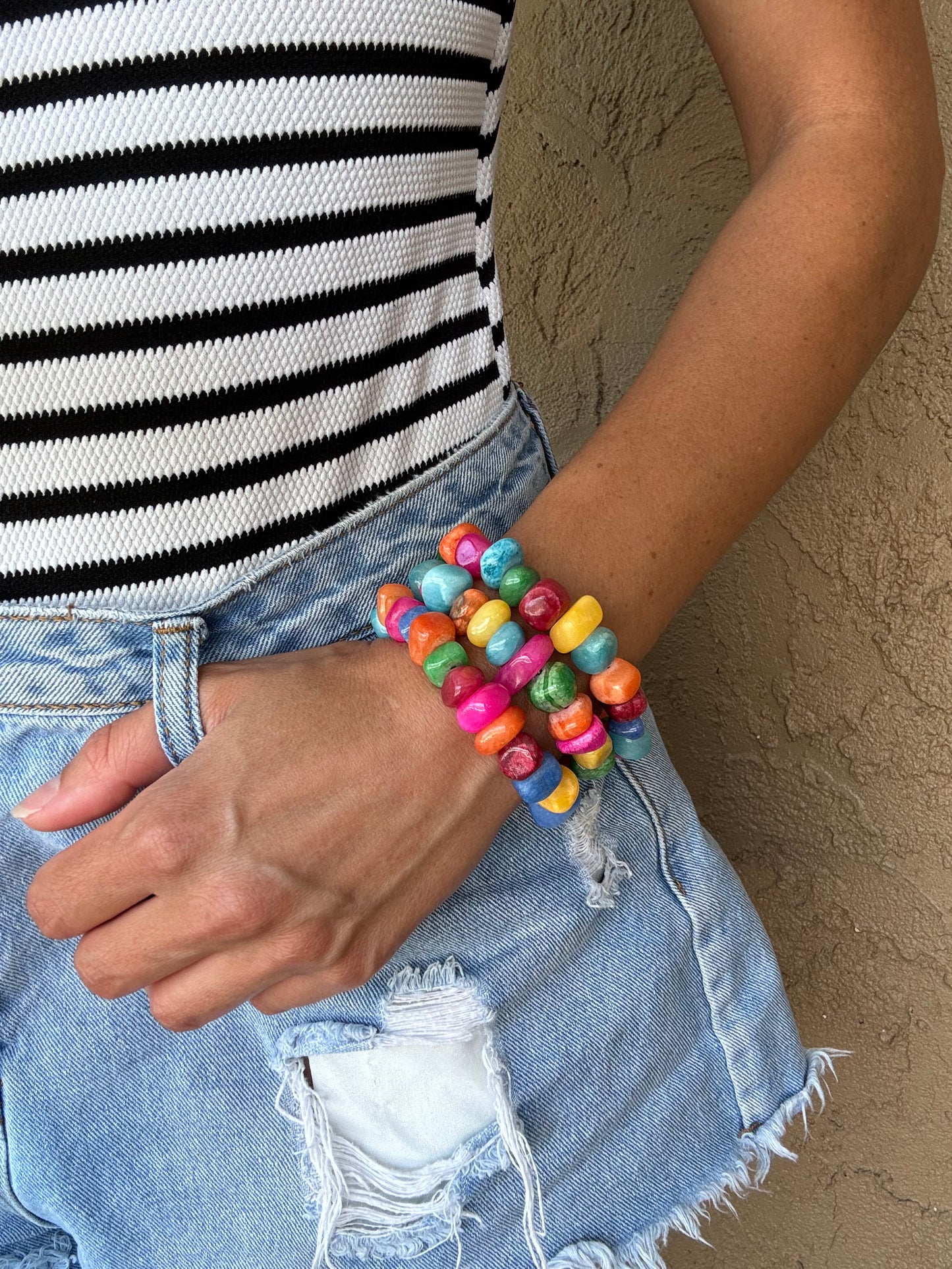 Rainbow Jade Stretch Bracelets