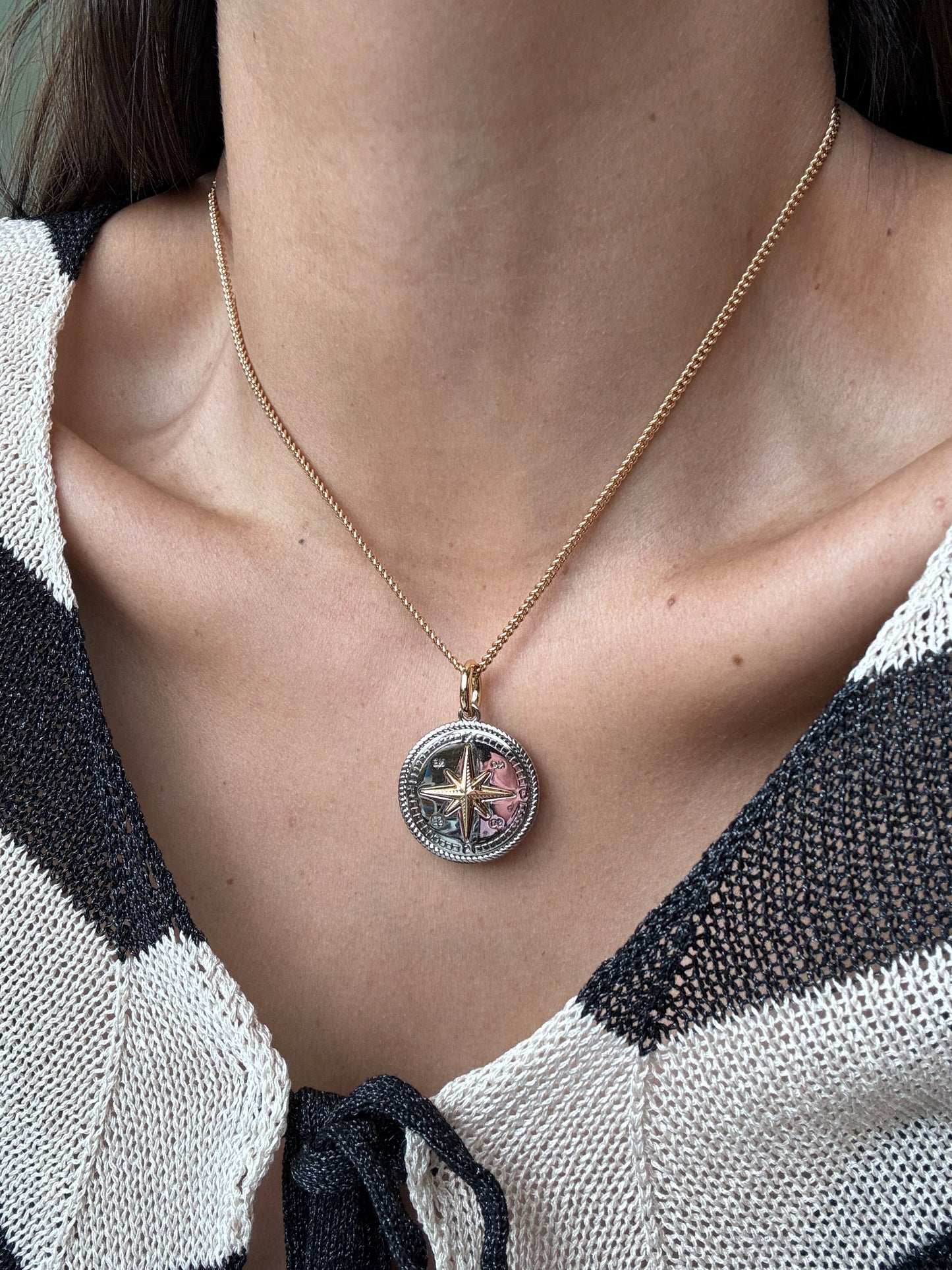 Silver Compass Necklace
