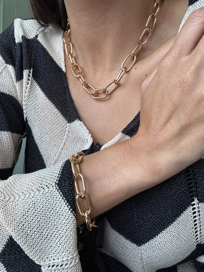 Link Chain Bracelet & Necklace Set