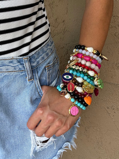 Custom gemstone charm bracelet with choice of stones — AVINZIA handmade jewelry