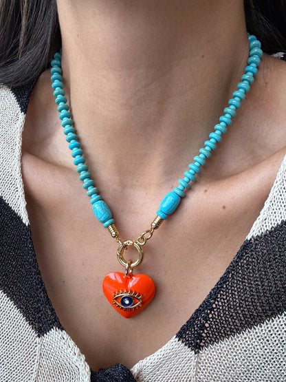 18" Heart Eye Charm Necklace