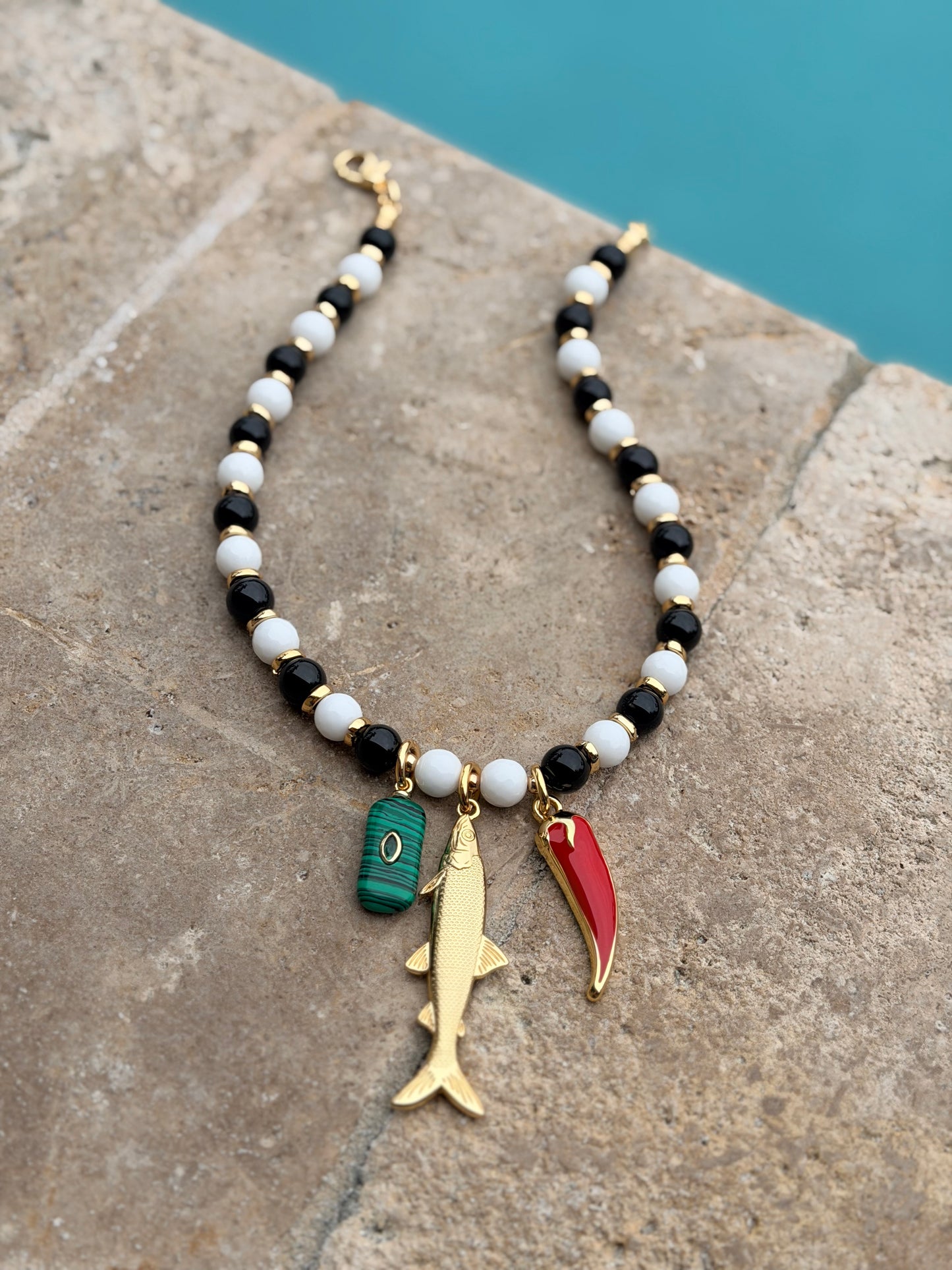 Black & White Fish Necklace