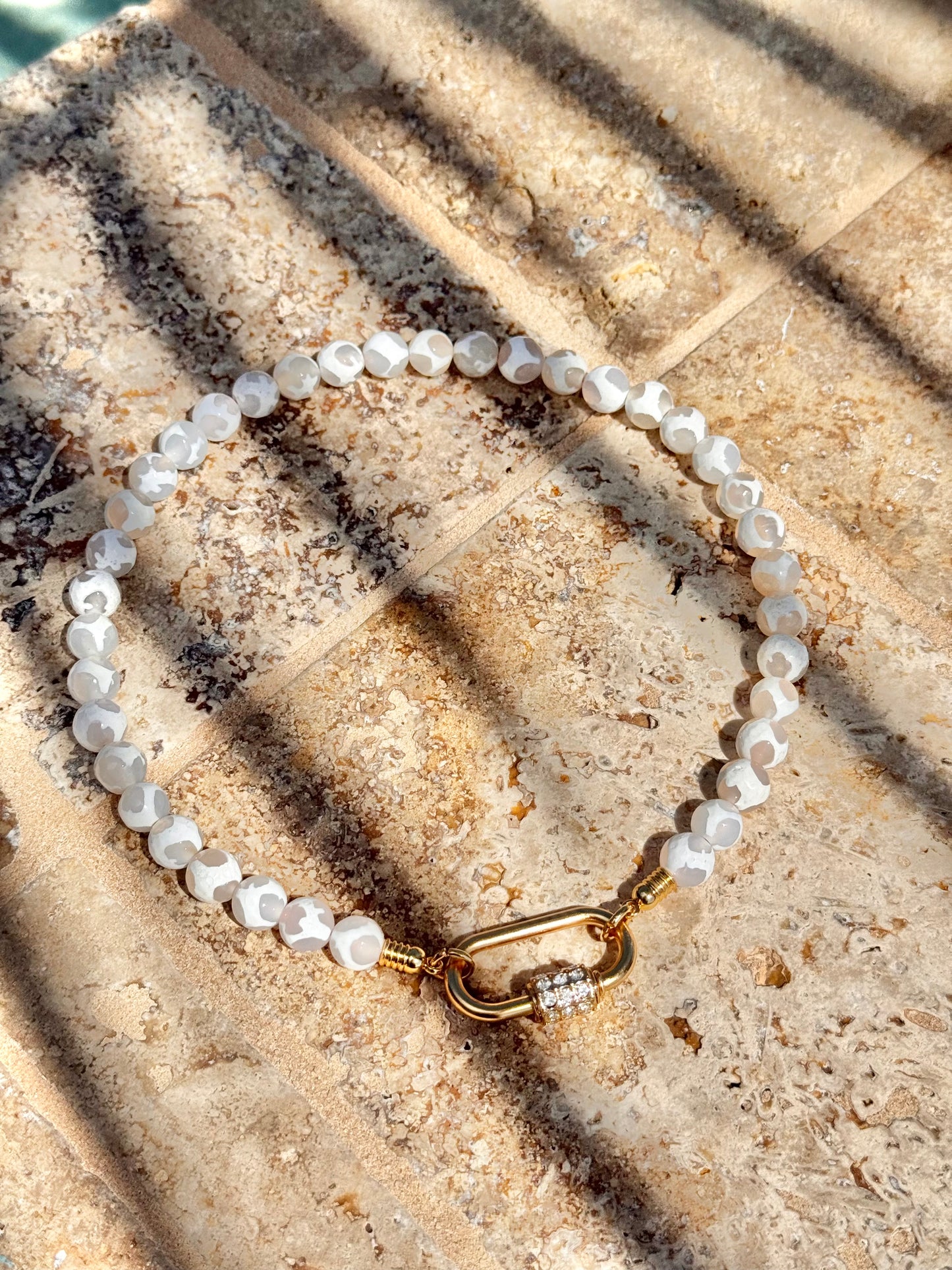 10mm White Zebra Agate Necklace