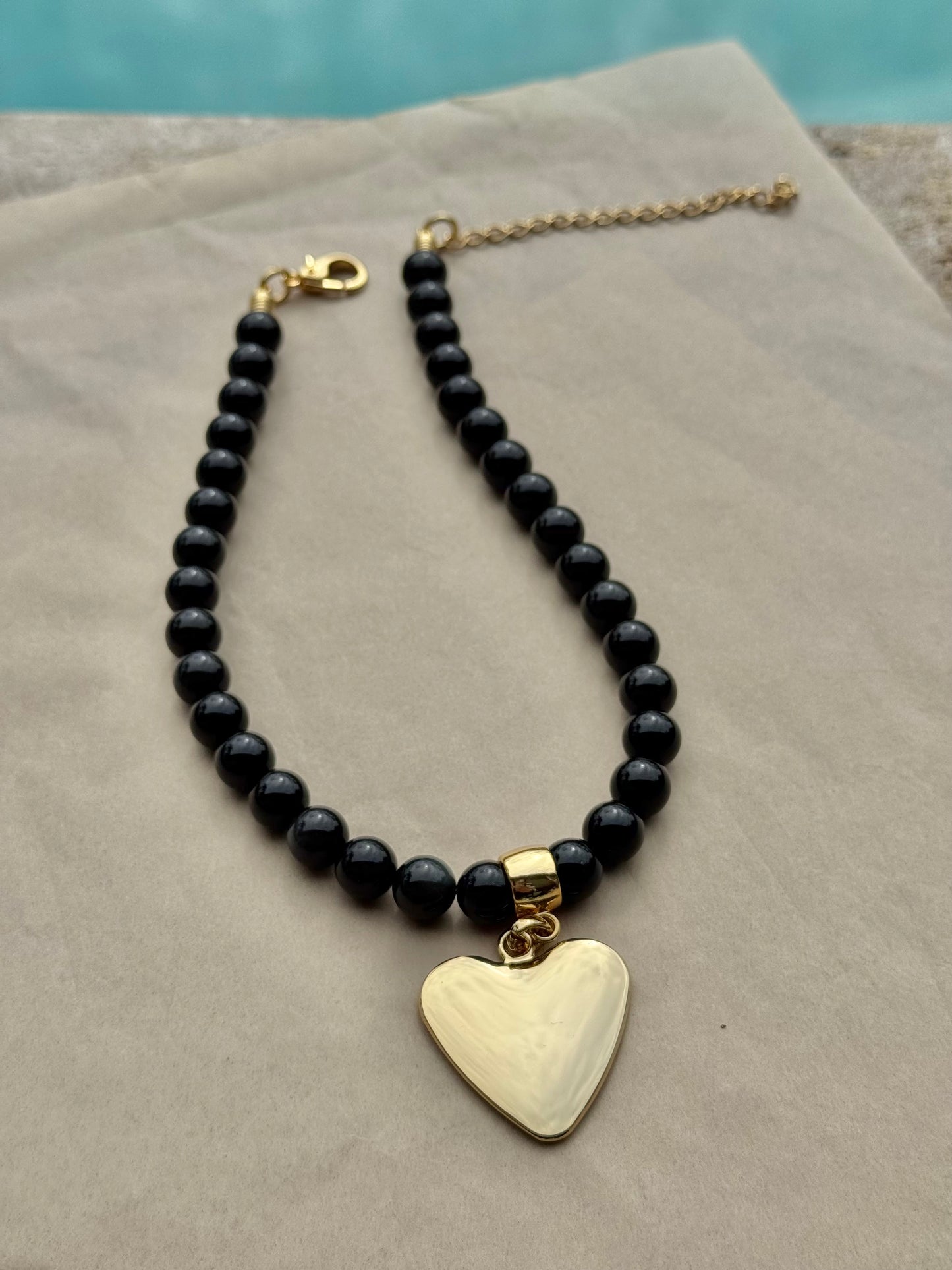 Obsidian Heart Necklace Set