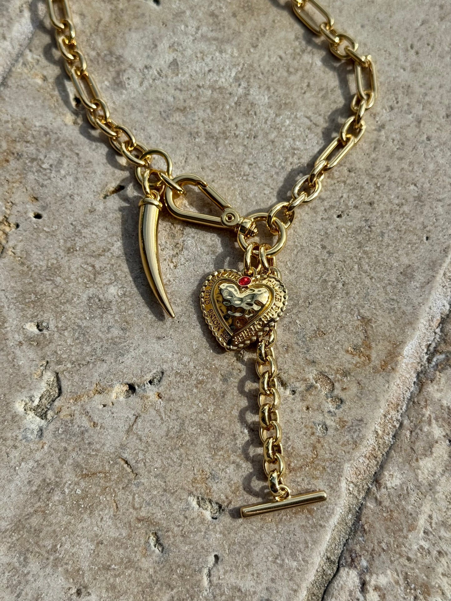 T Bar Heart Necklace Charm