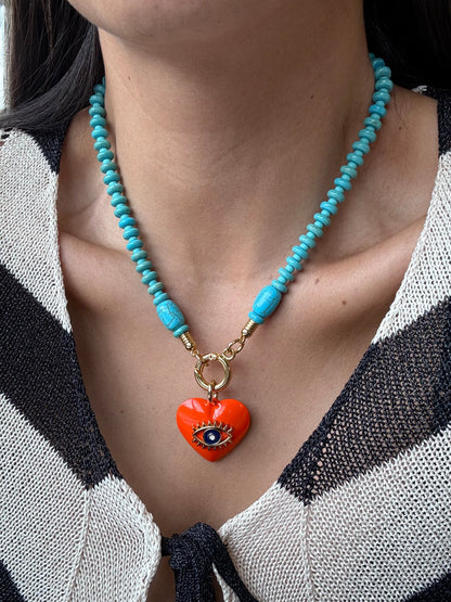 18" Heart Eye Charm Necklace