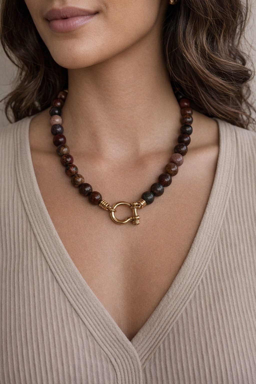 10mm Jasper Picasso Necklace
