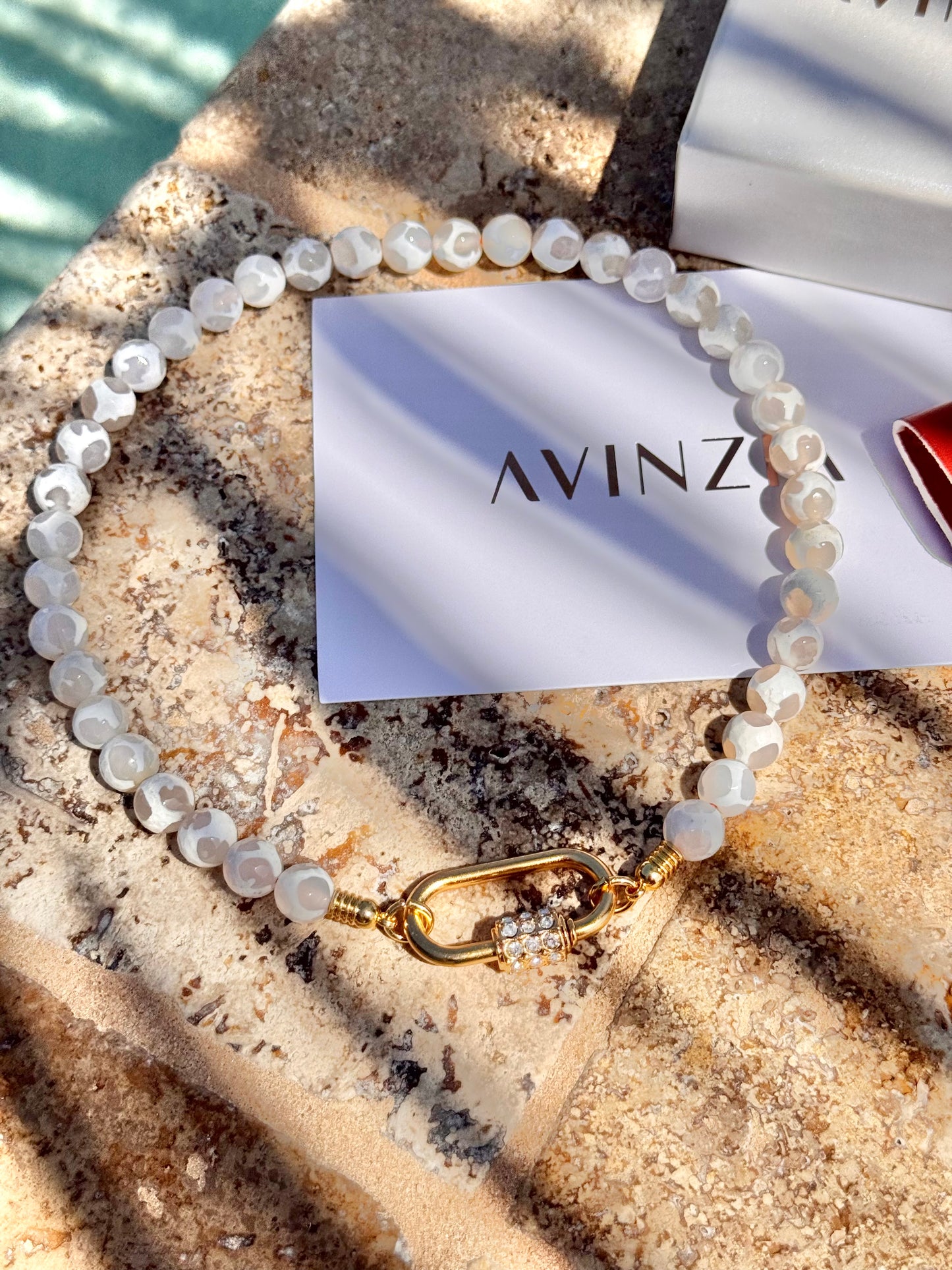 10mm White Zebra Agate Necklace