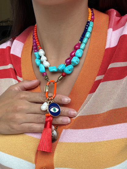 Boho beaded necklace — handmade in Florida by AVINZIA