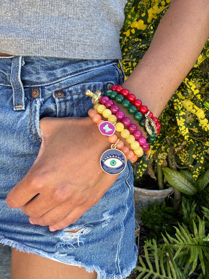 Colorful beaded armparty bracelet stack by AVINZIA