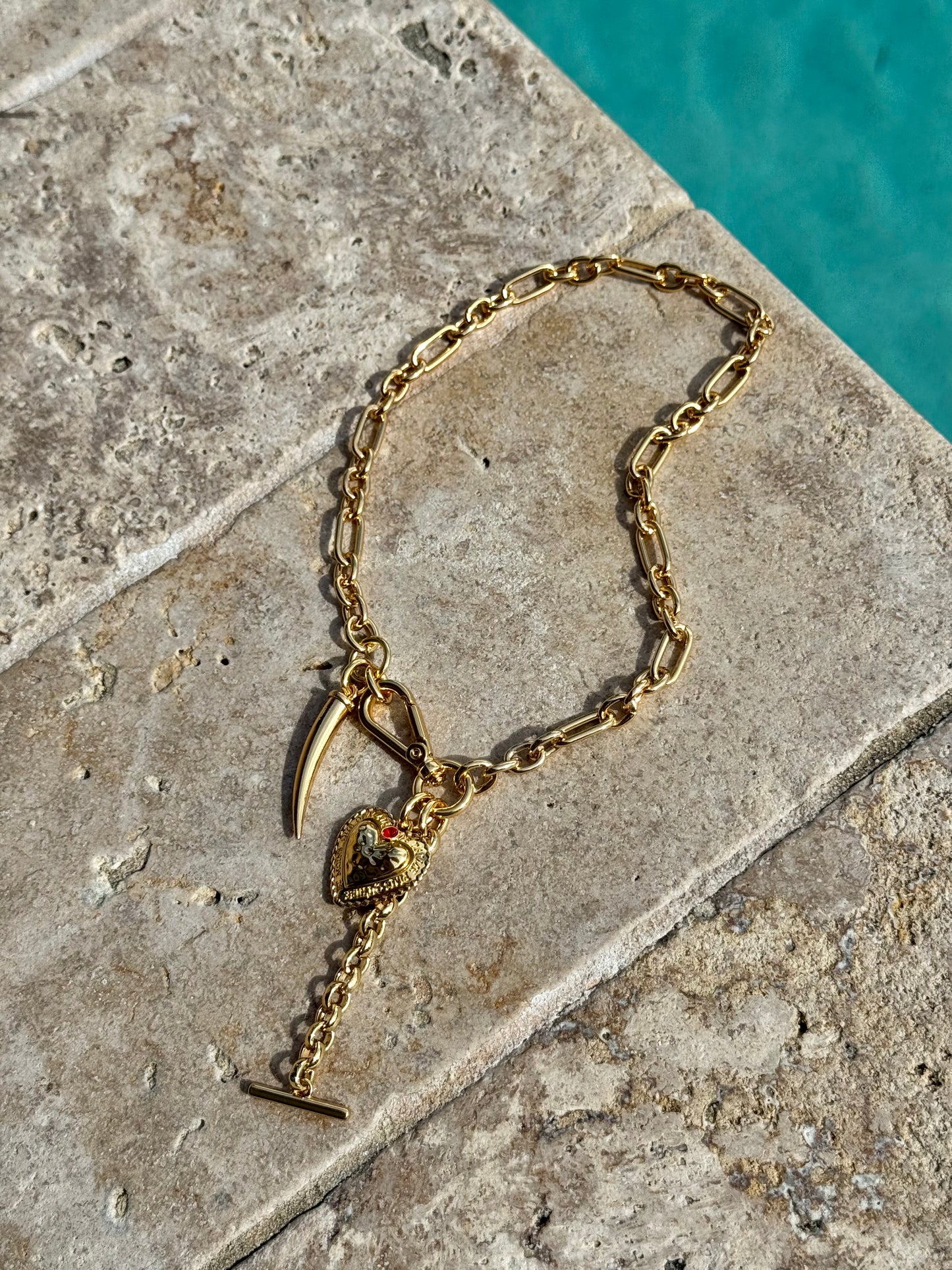 T Bar Heart Necklace Charm