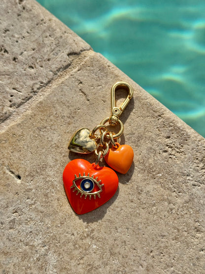 Evil Eye Heart Bag Charm
