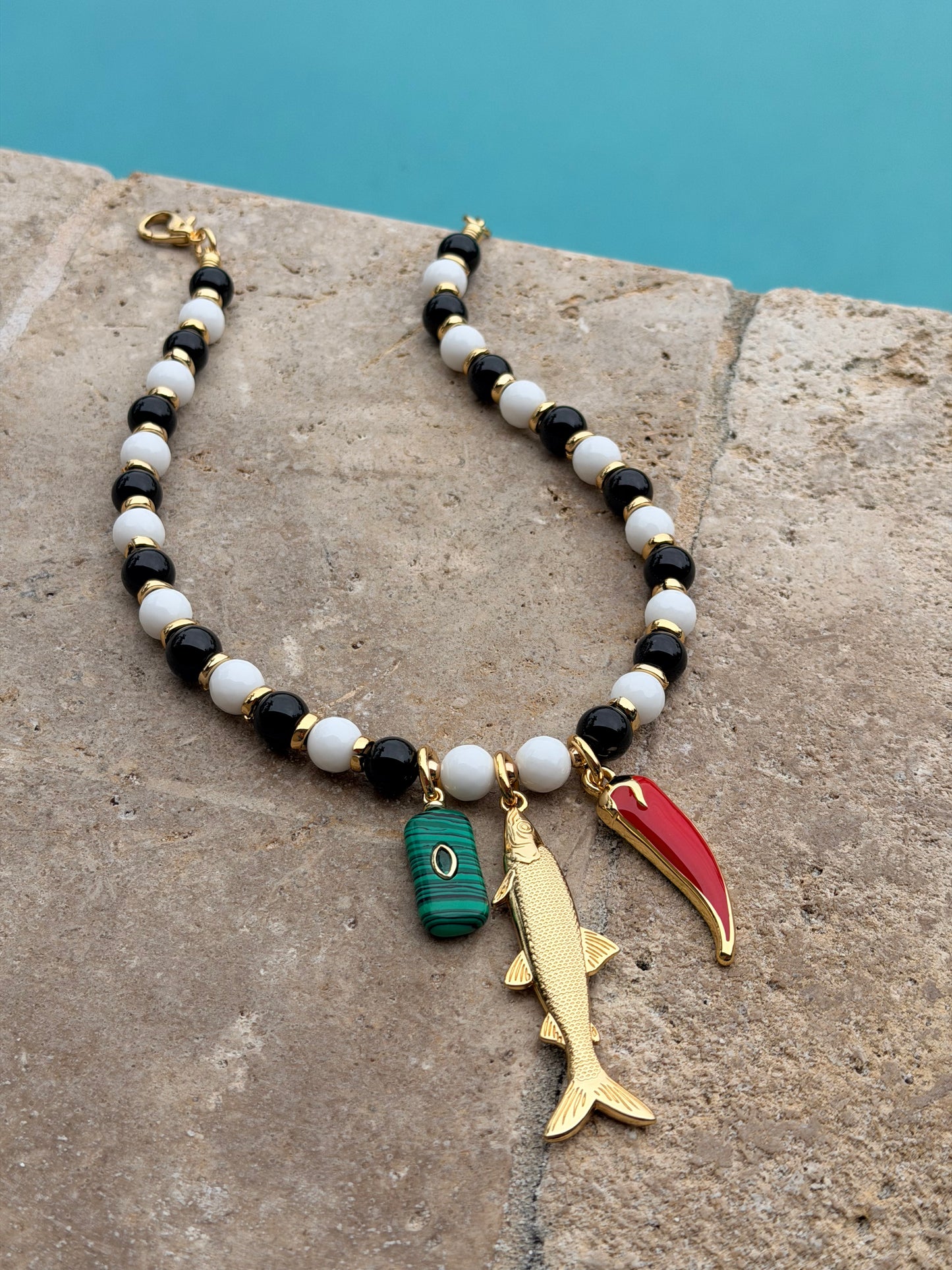 Black & White Fish Necklace