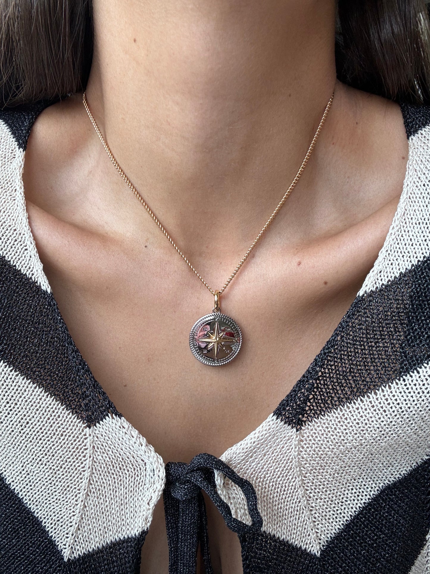 Silver Compass Necklace