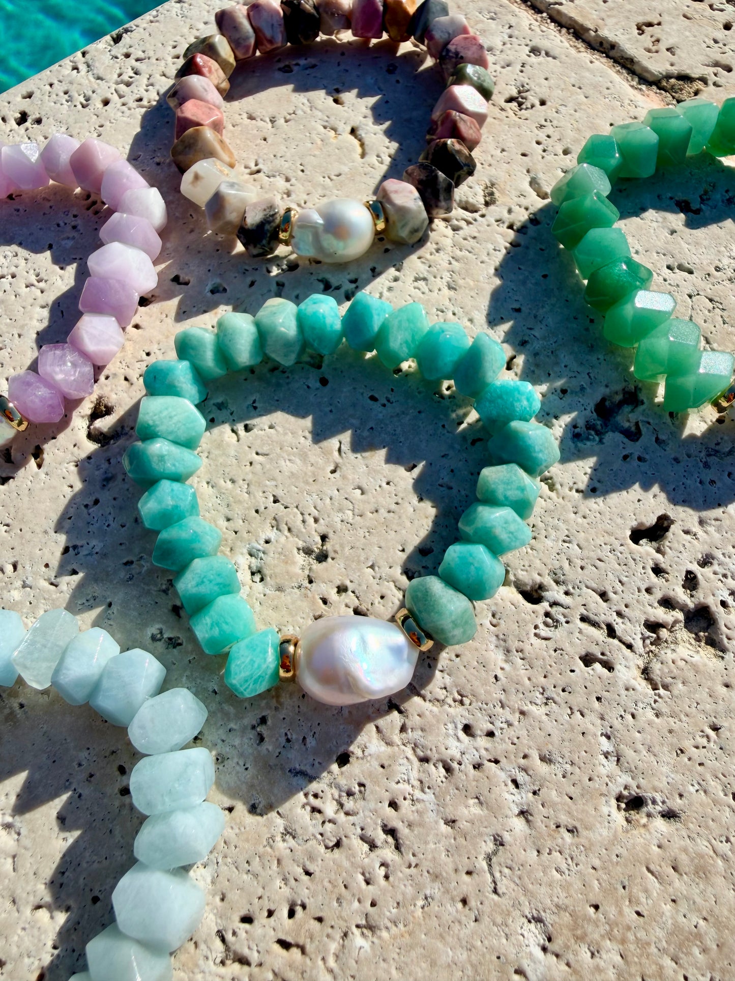 Nugget Gemstone & Baroque Pearl Bracelet