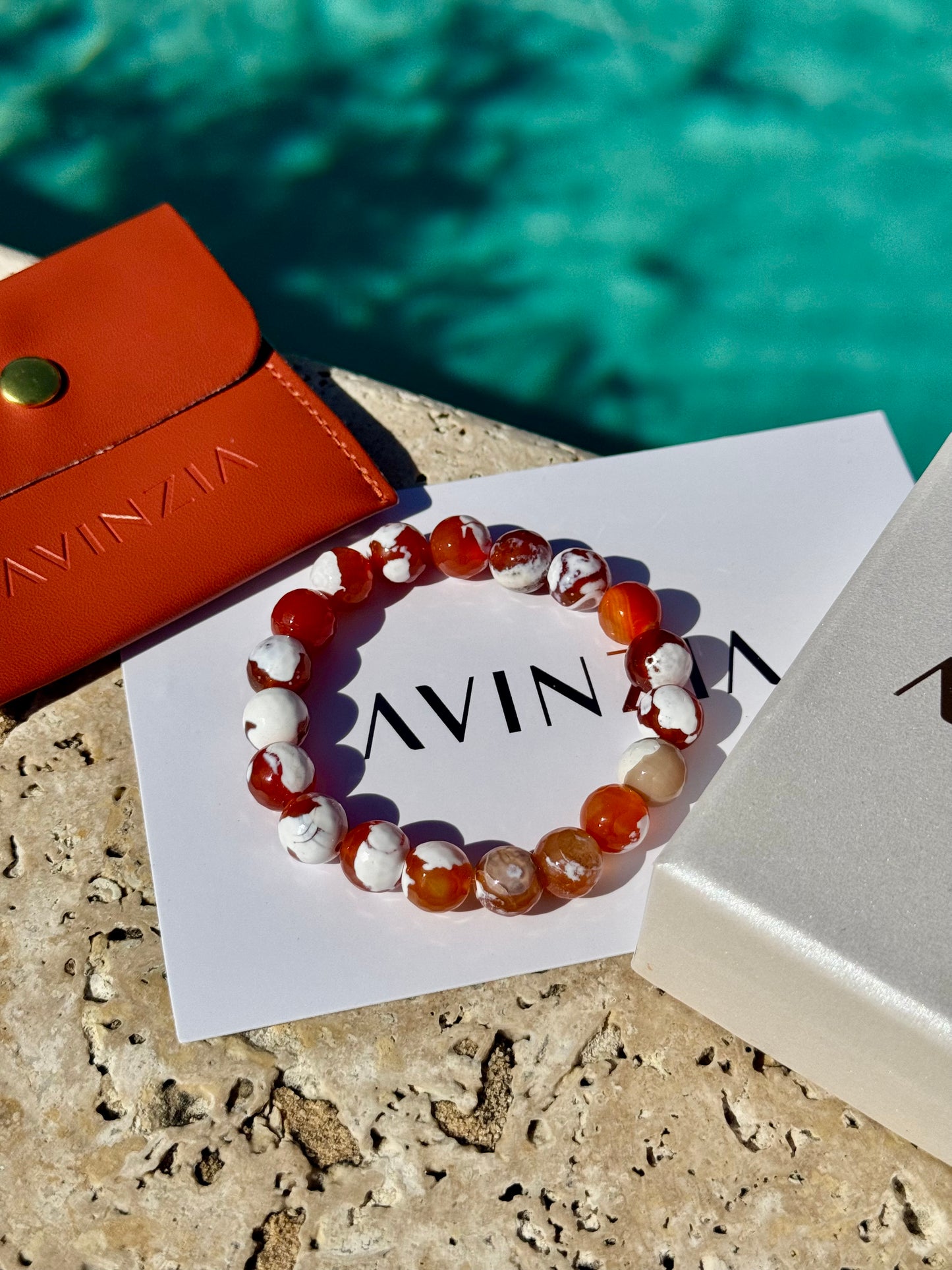 Natural Fire Crackle Agate Bracelet