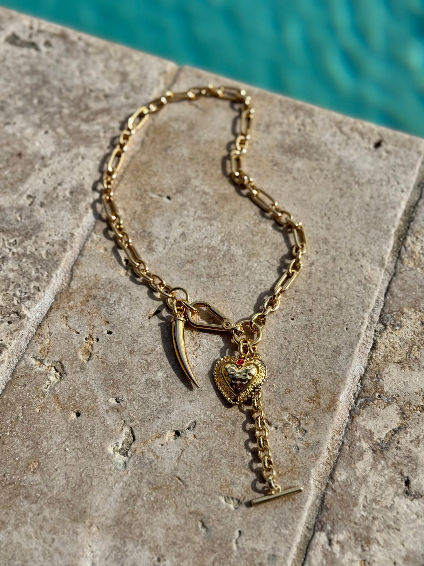 T Bar Heart Necklace Charm