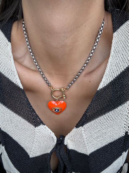 Evil Eye Necklace Mixed Metals