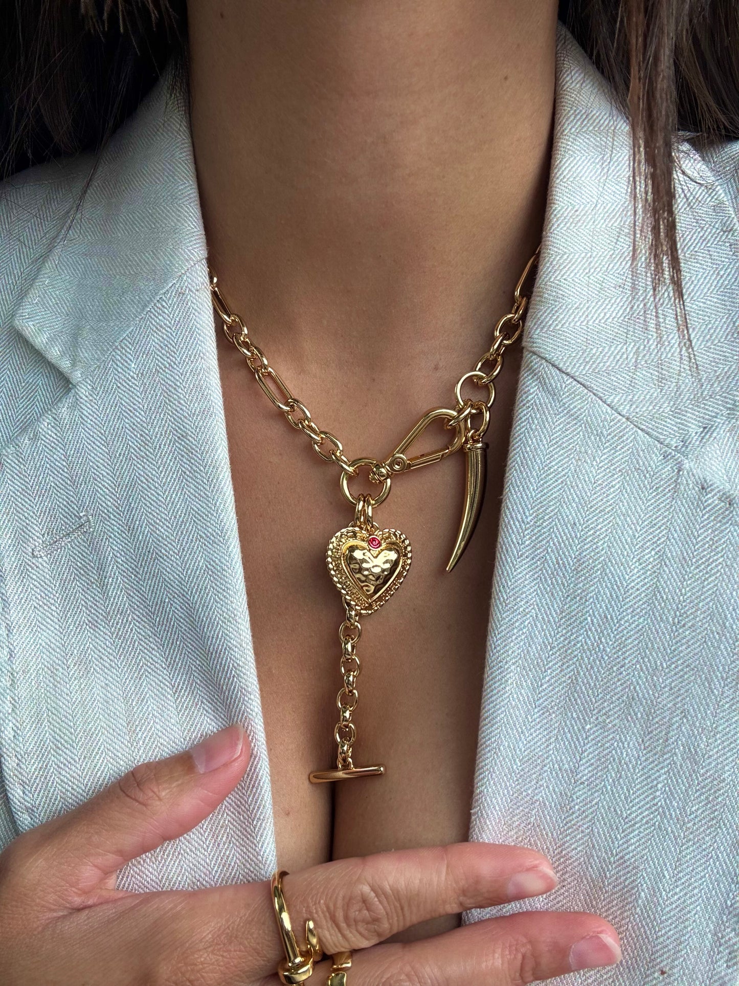 T Bar Heart Necklace Charm