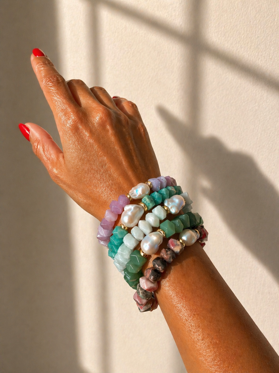 Nugget Gemstone & Baroque Pearl Bracelet