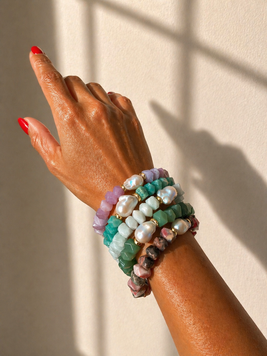 Nugget Gemstone & Baroque Pearl Bracelet