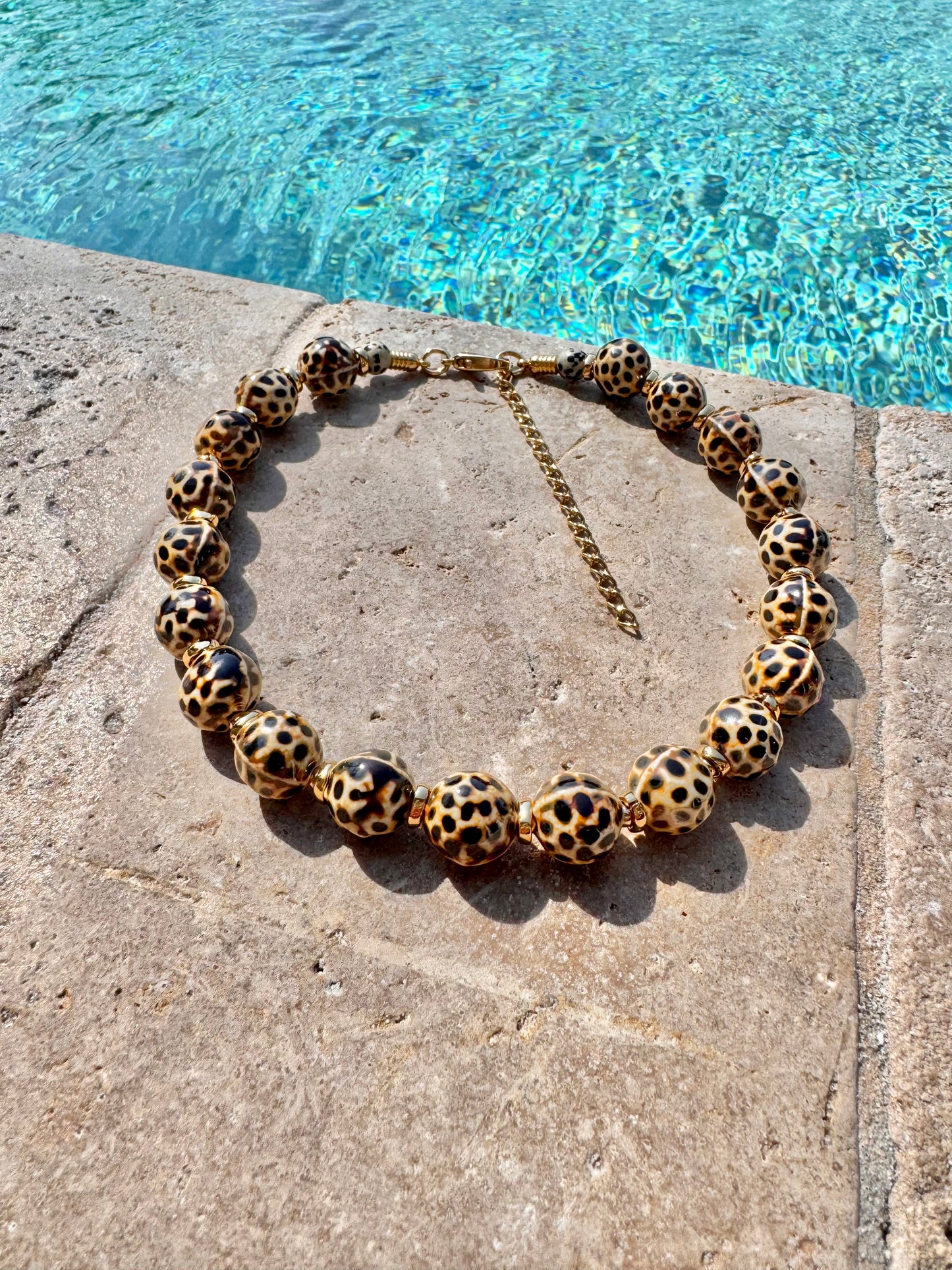 Glazed Leopard Porcelain Necklace