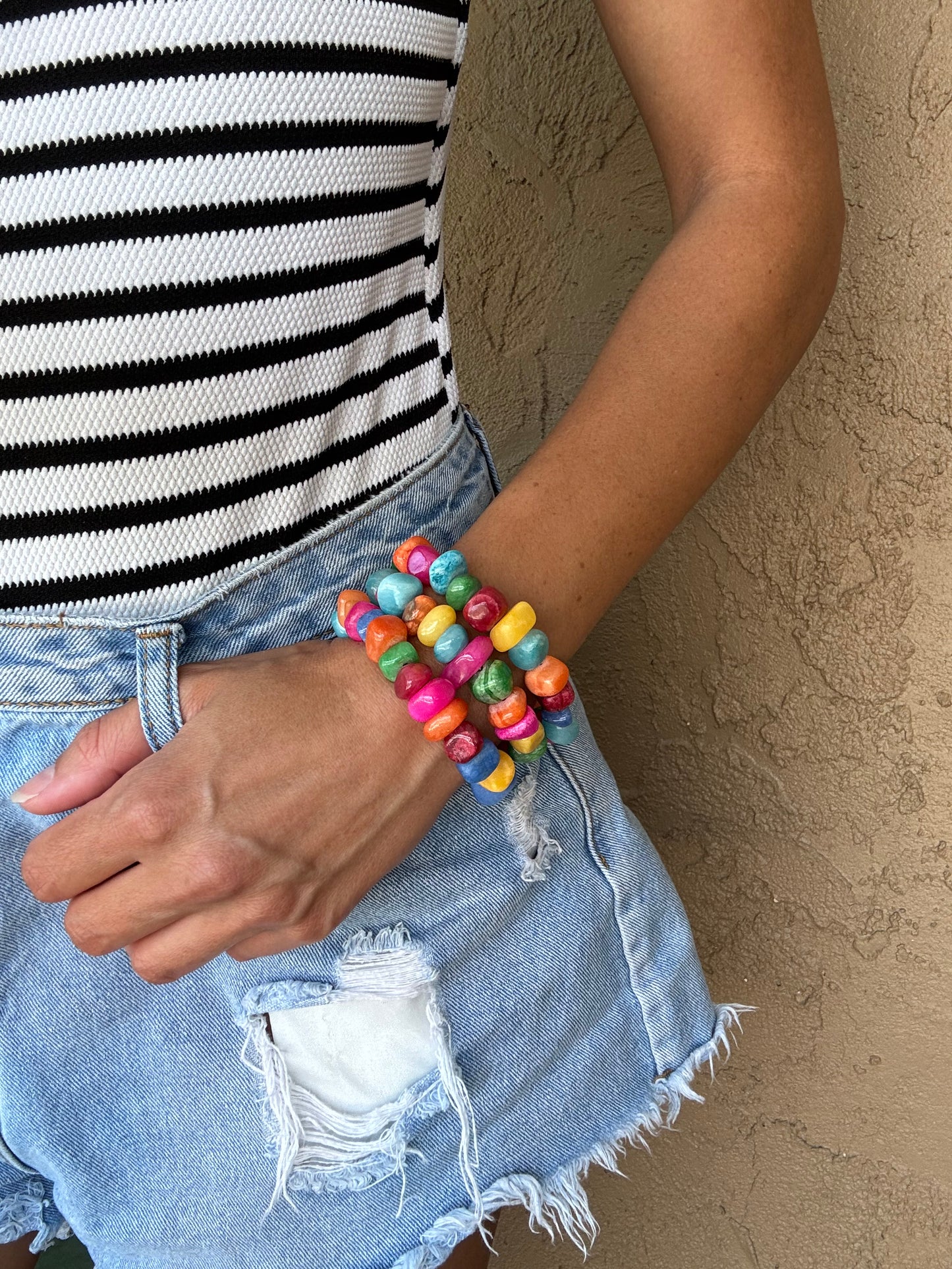 Rainbow Jade Stretch Bracelets