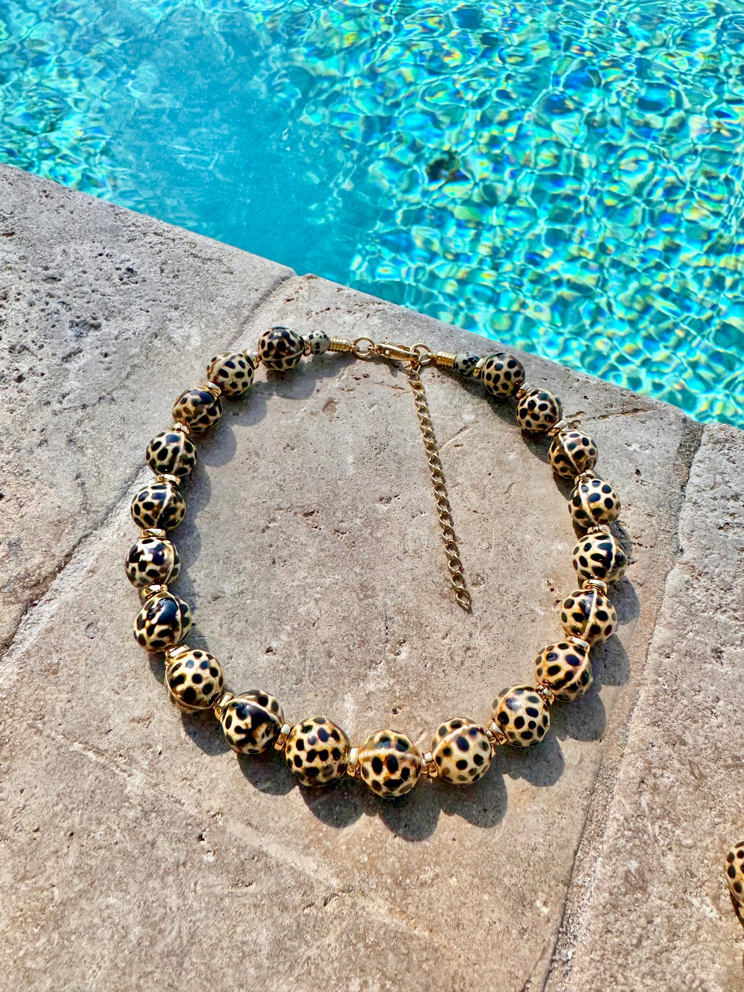 Glazed Leopard Porcelain Necklace