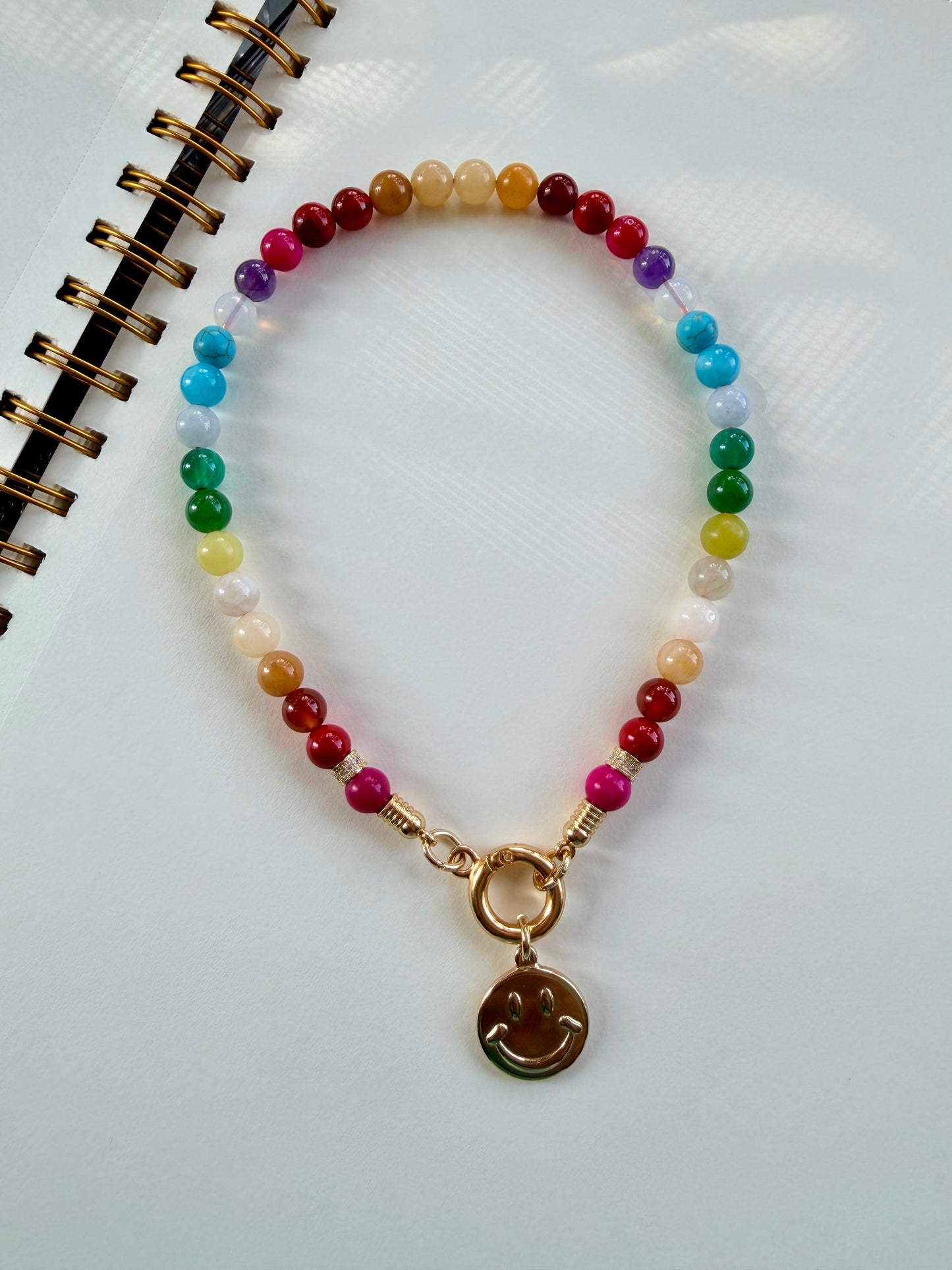Smiley Rainbow Gemstone Necklace