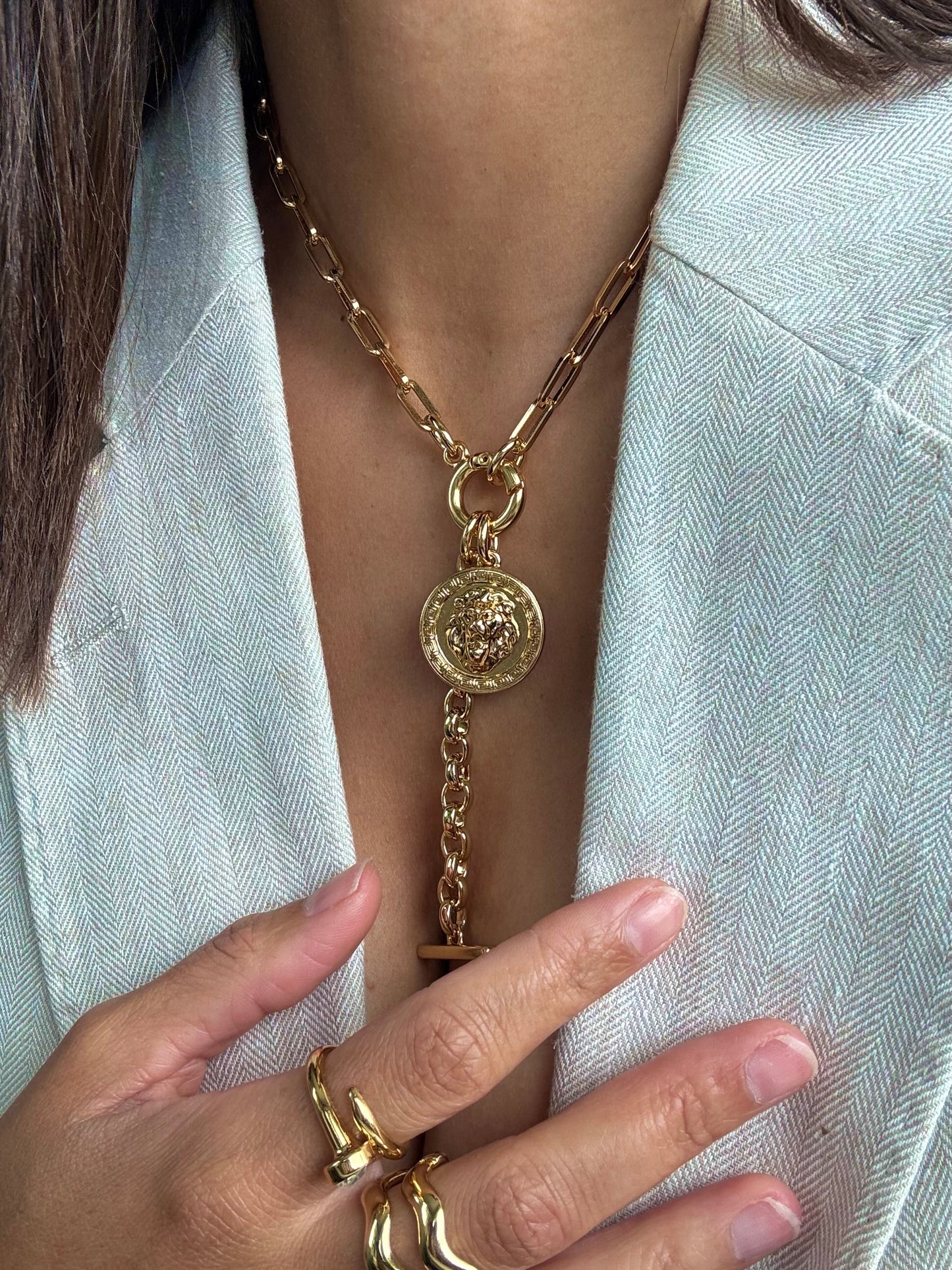 Lion Head Charm Necklace