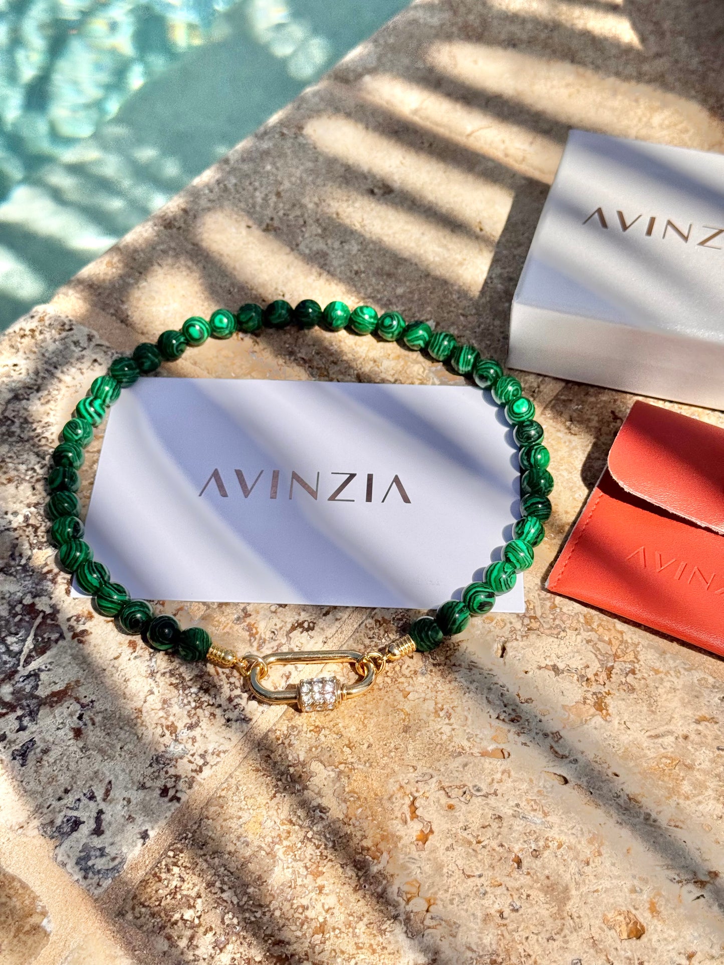 10mm Faux Malachite Necklace