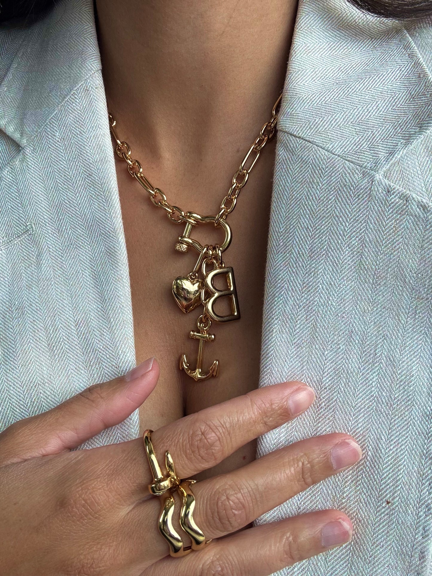 Anchor Initial Necklace
