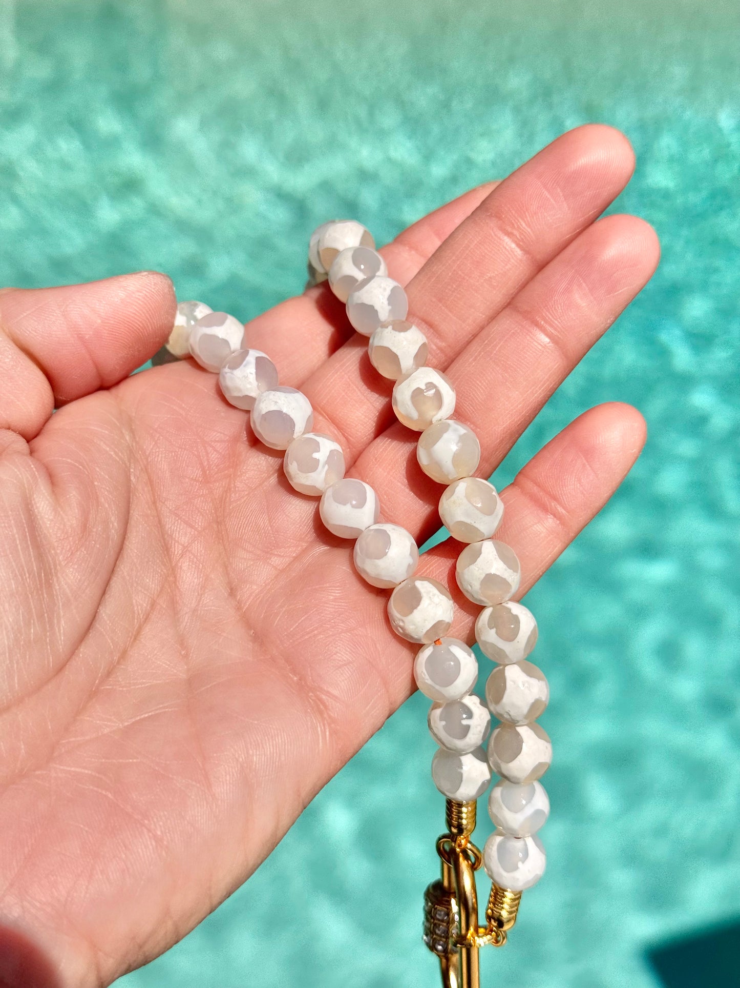 10mm White Zebra Agate Necklace