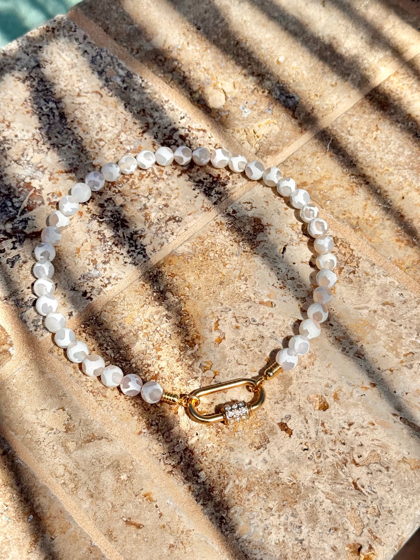 10mm White Zebra Agate Necklace