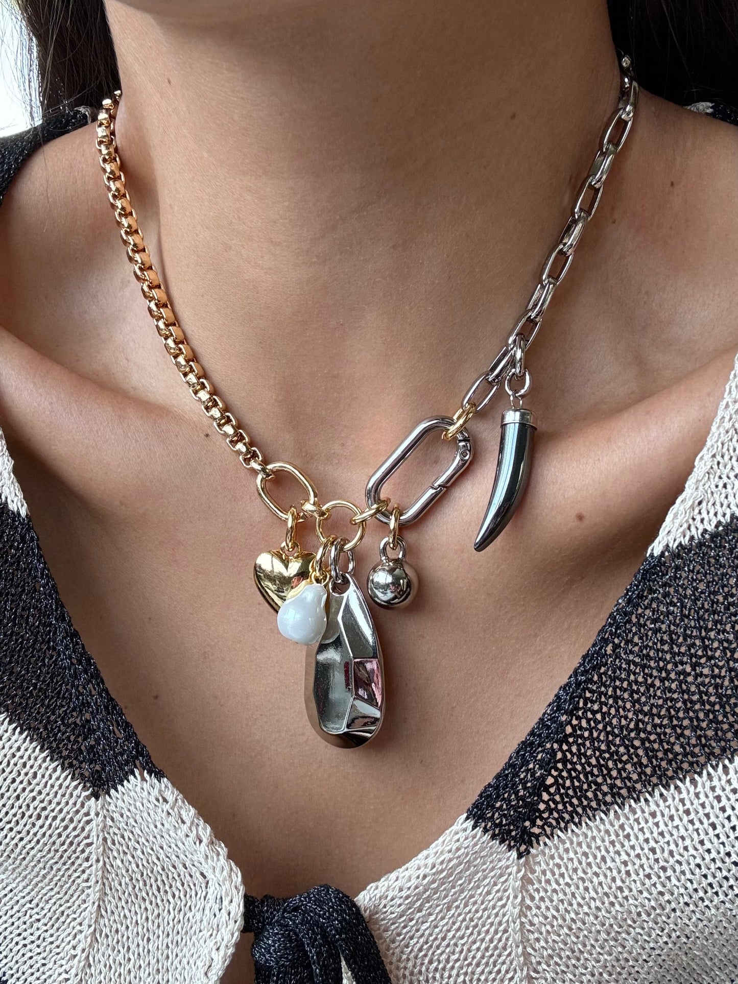 Multi Charms Lariat Necklace