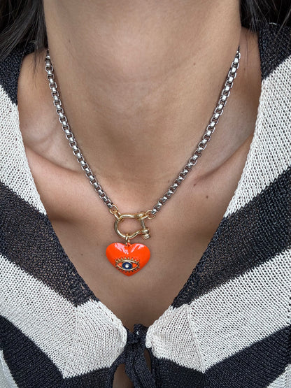 Evil Eye Necklace Mixed Metals