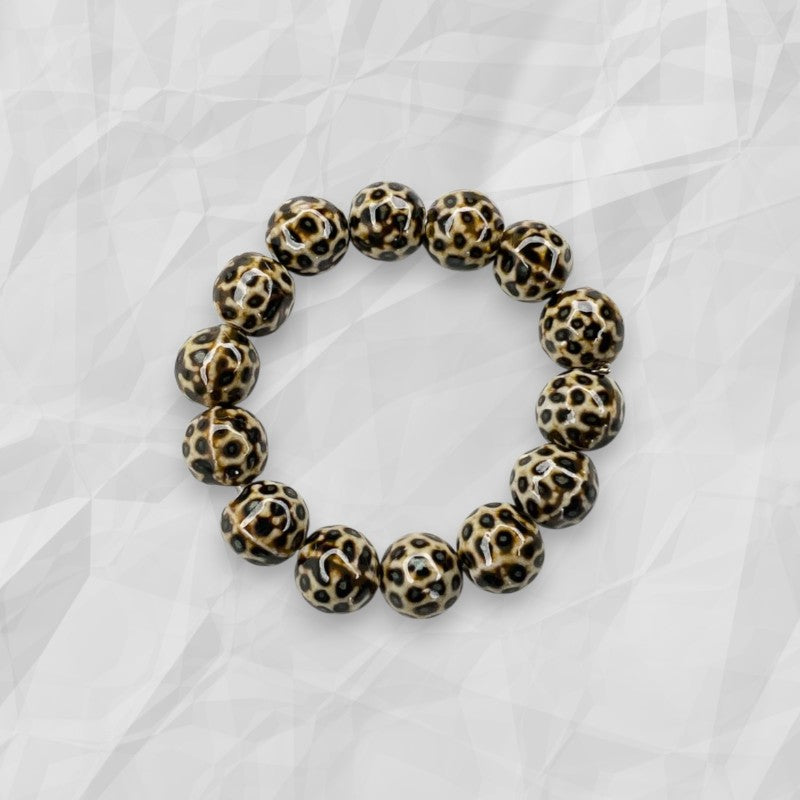 16mm Leopard Ceramic Bead Bracelet