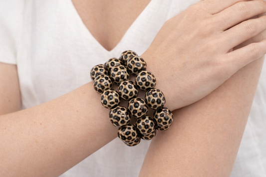 16mm Leopard Ceramic Bead Bracelet