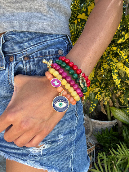 Colorful beaded armparty bracelet stack — AVINZIA handmade jewelry