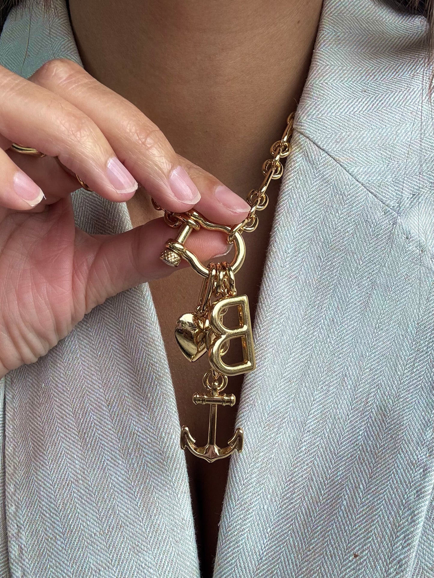 Anchor Initial Necklace