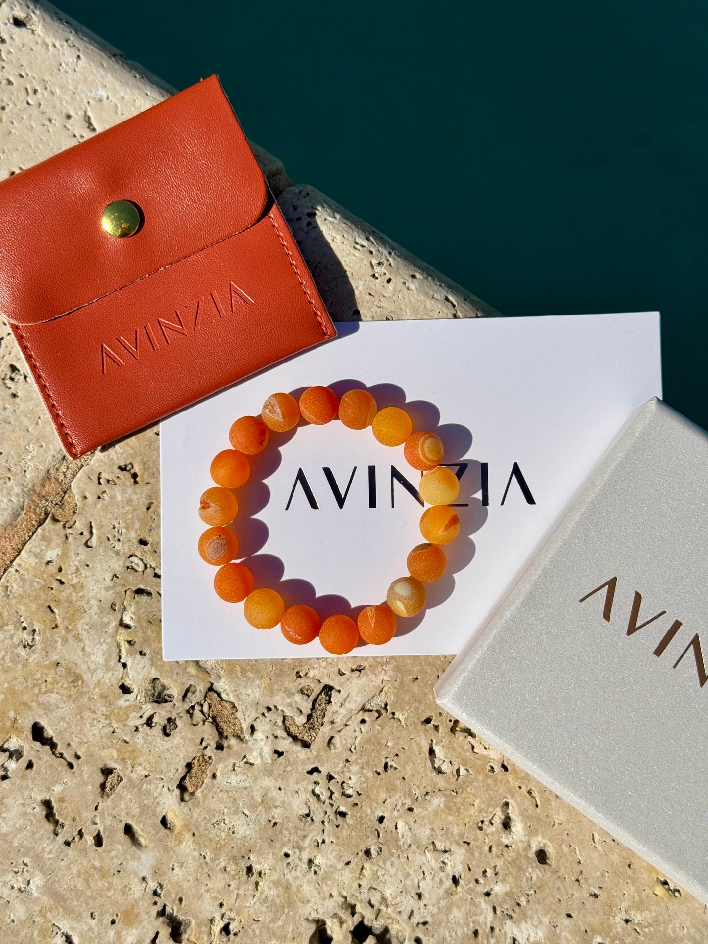 Frosted Orange Agate Bracelet