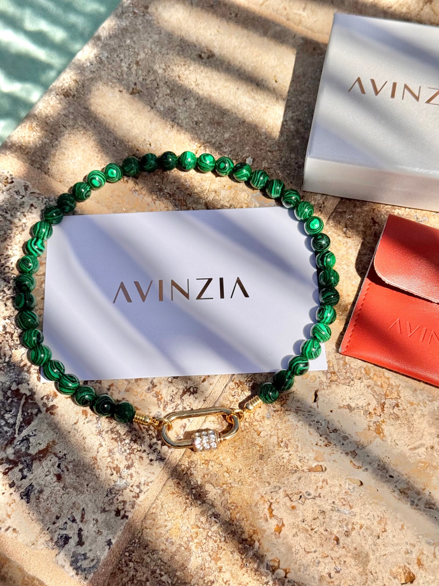 10mm Faux Malachite Necklace